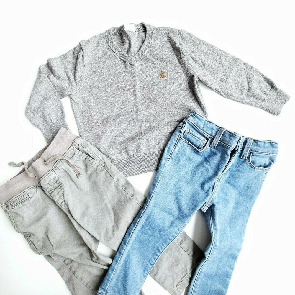 Gap Bundle Jeans Vneck Sweater Grey & Blue 2T